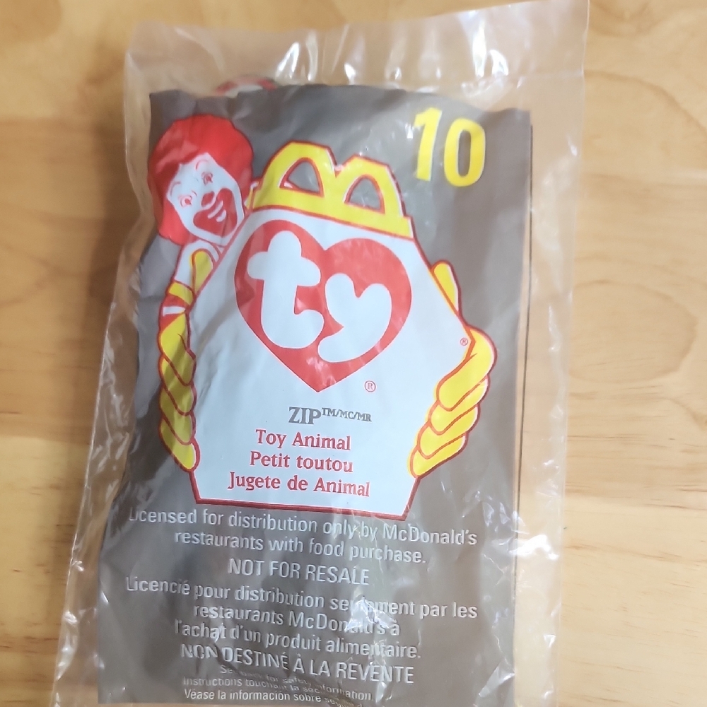 McDonald's TY Beanie Baby with Red and White Logo ZIP